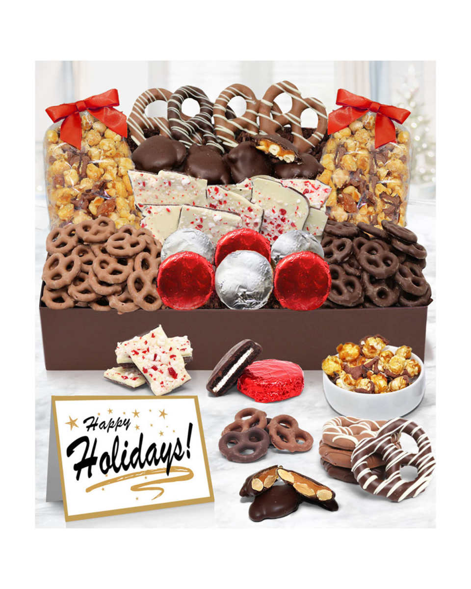 Holiday Sensational Belgian Chocolate-Covered Snack Gift Tray